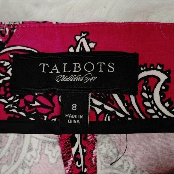 Talbots Size 8 Paisley Magenta Sleek Pants Career Pop Trendy Vibrant Unique - Picture 9 of 12